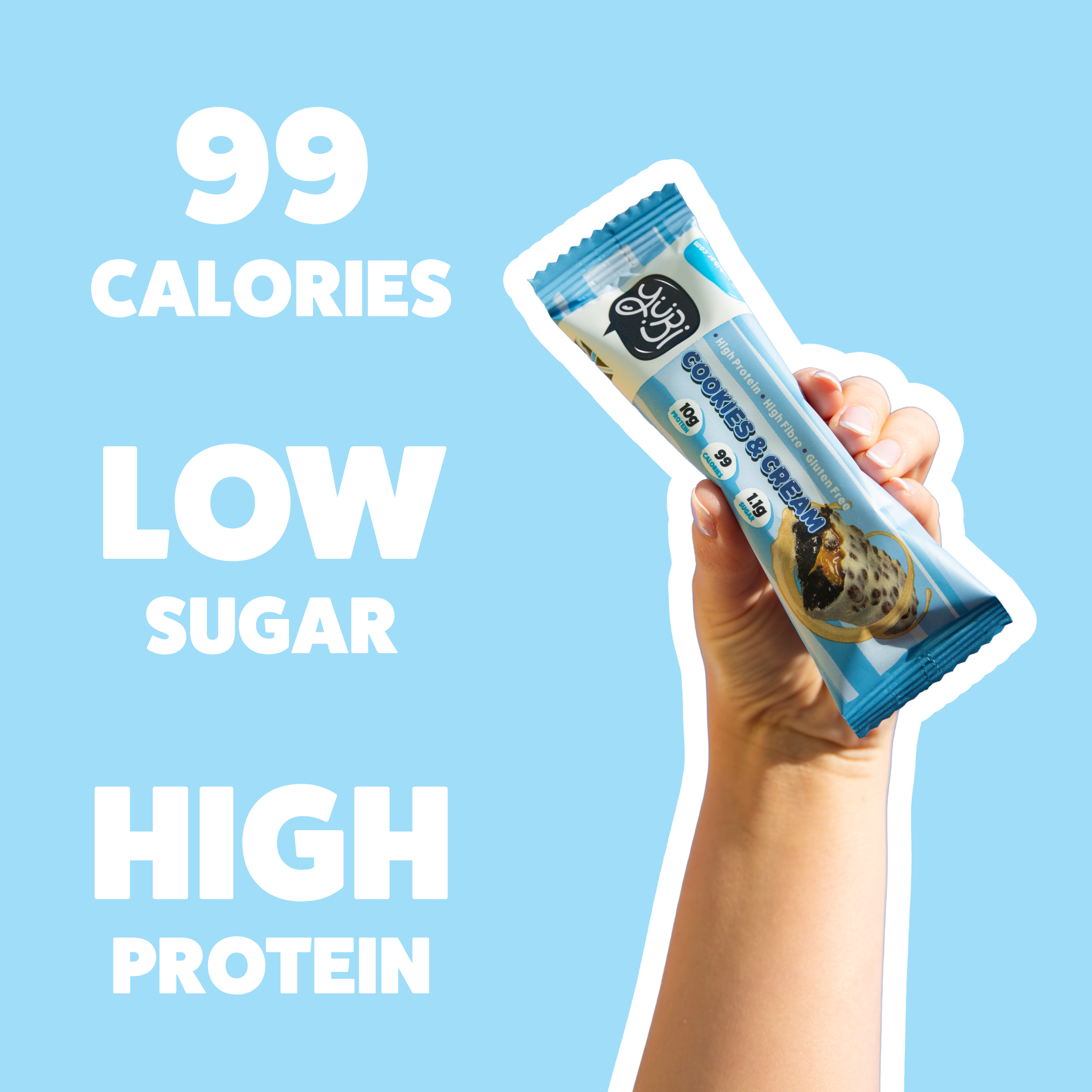 yubi cookies cream protein bar low sugar calories gluten free vegan