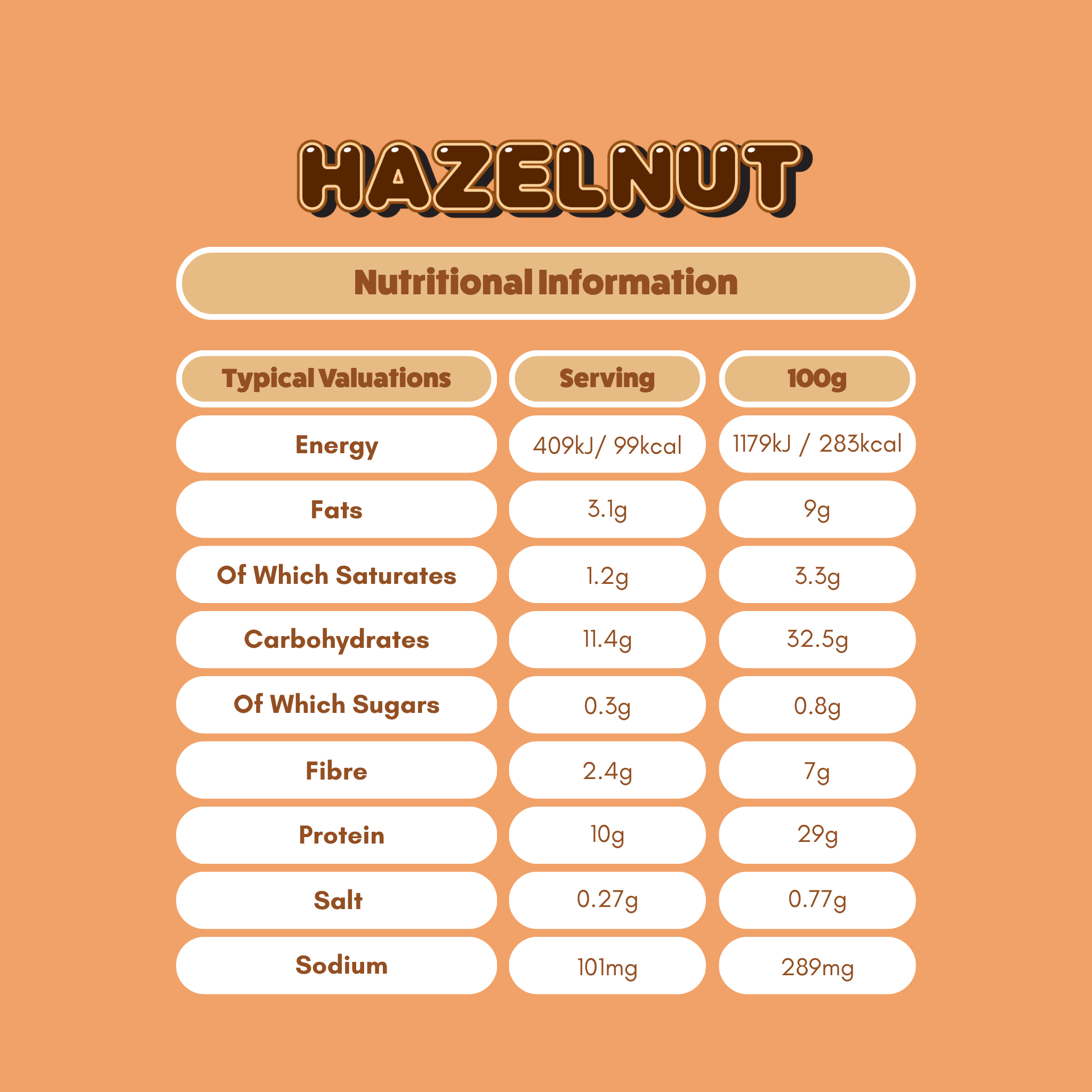 yubi protein bar hazelnut nutritional table low sugar calories gluten free vegan