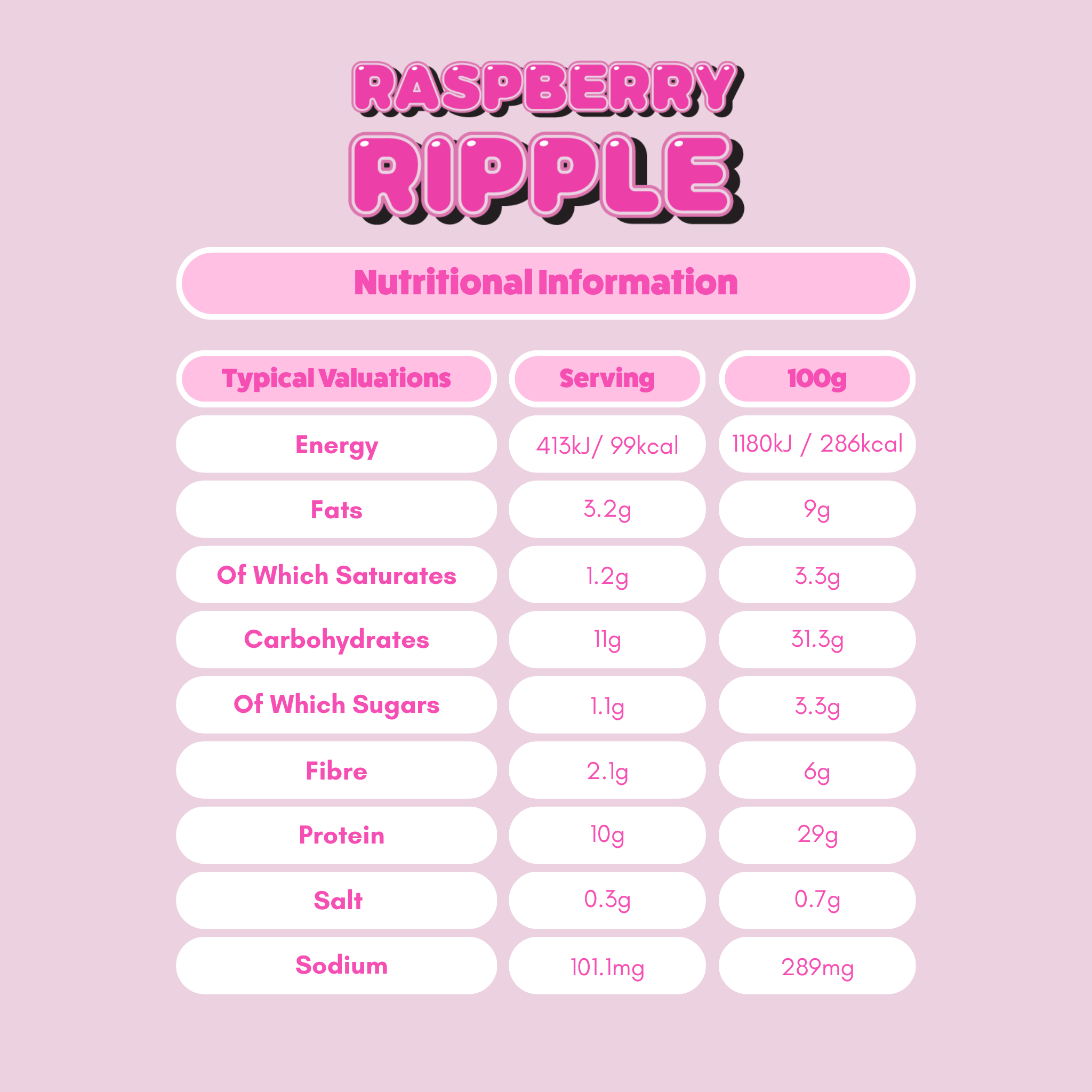 yubi protein bar raspberry ripple white chocolate multipack low sugar calories gluten free vegan nutritional information