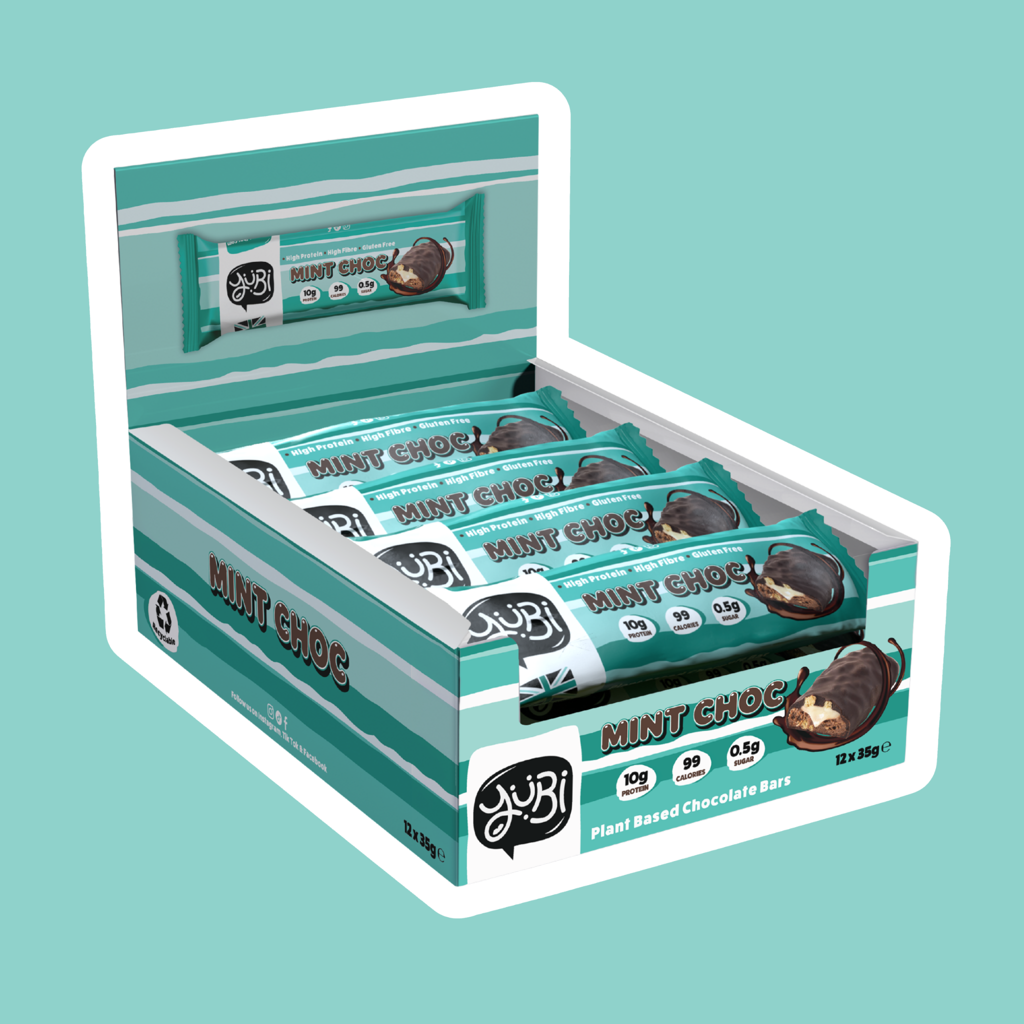 yubi mint chocolate protein bar multipack low sugar calories gluten free vegan