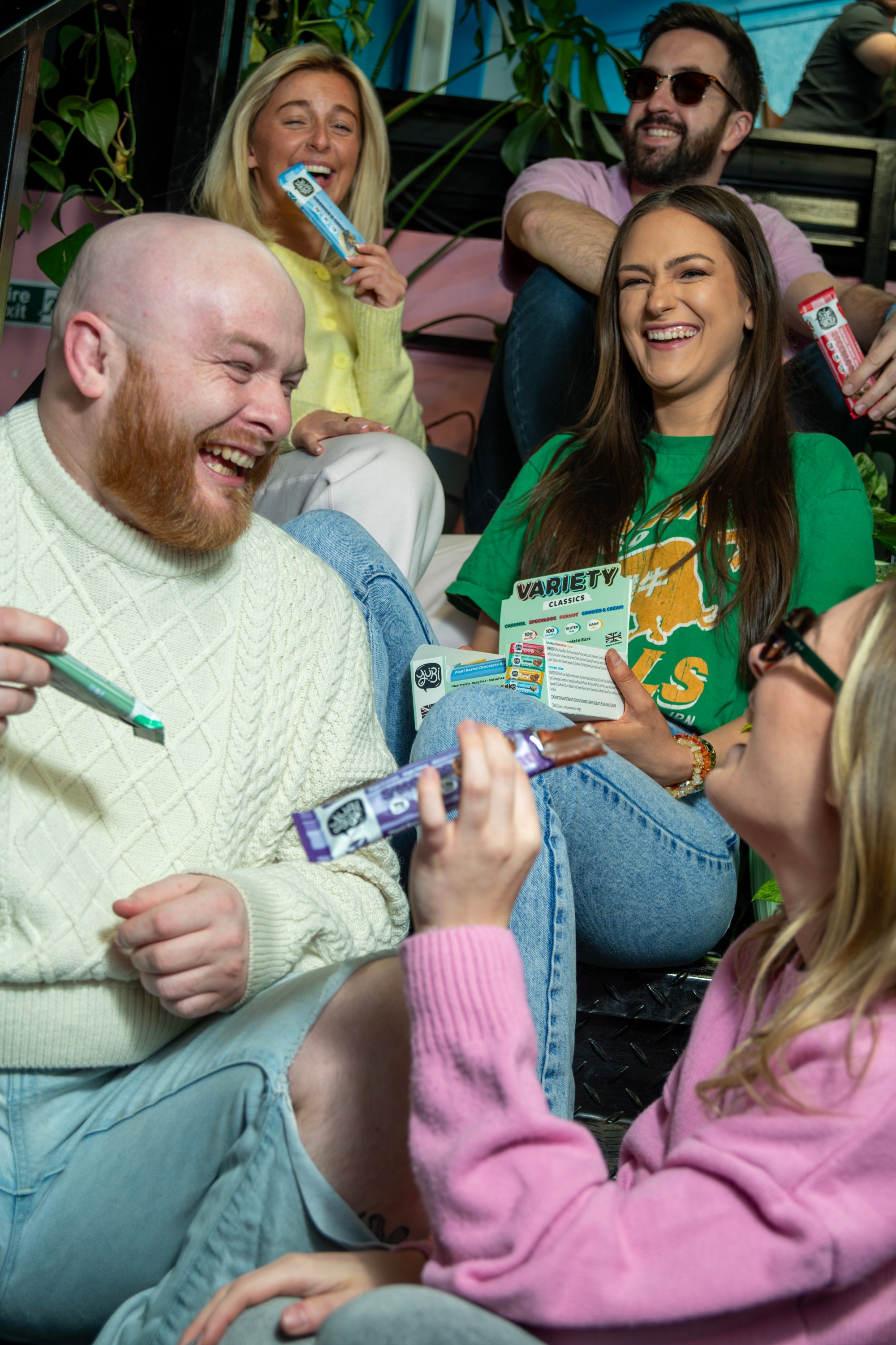 Yubi bar Vegan protein bars  with group