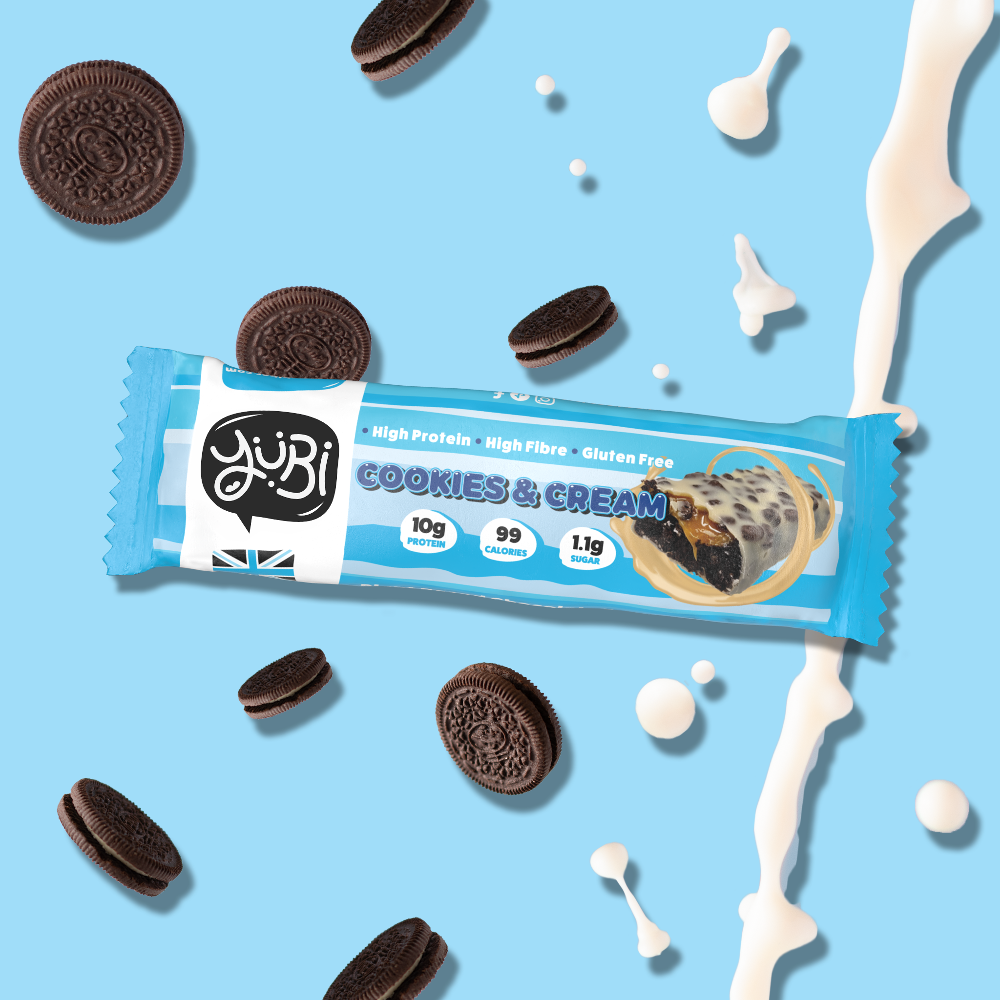 Vegan Protein Bars | Multipacks yubi cookies cream protein bar low sugar calories gluten free vegan