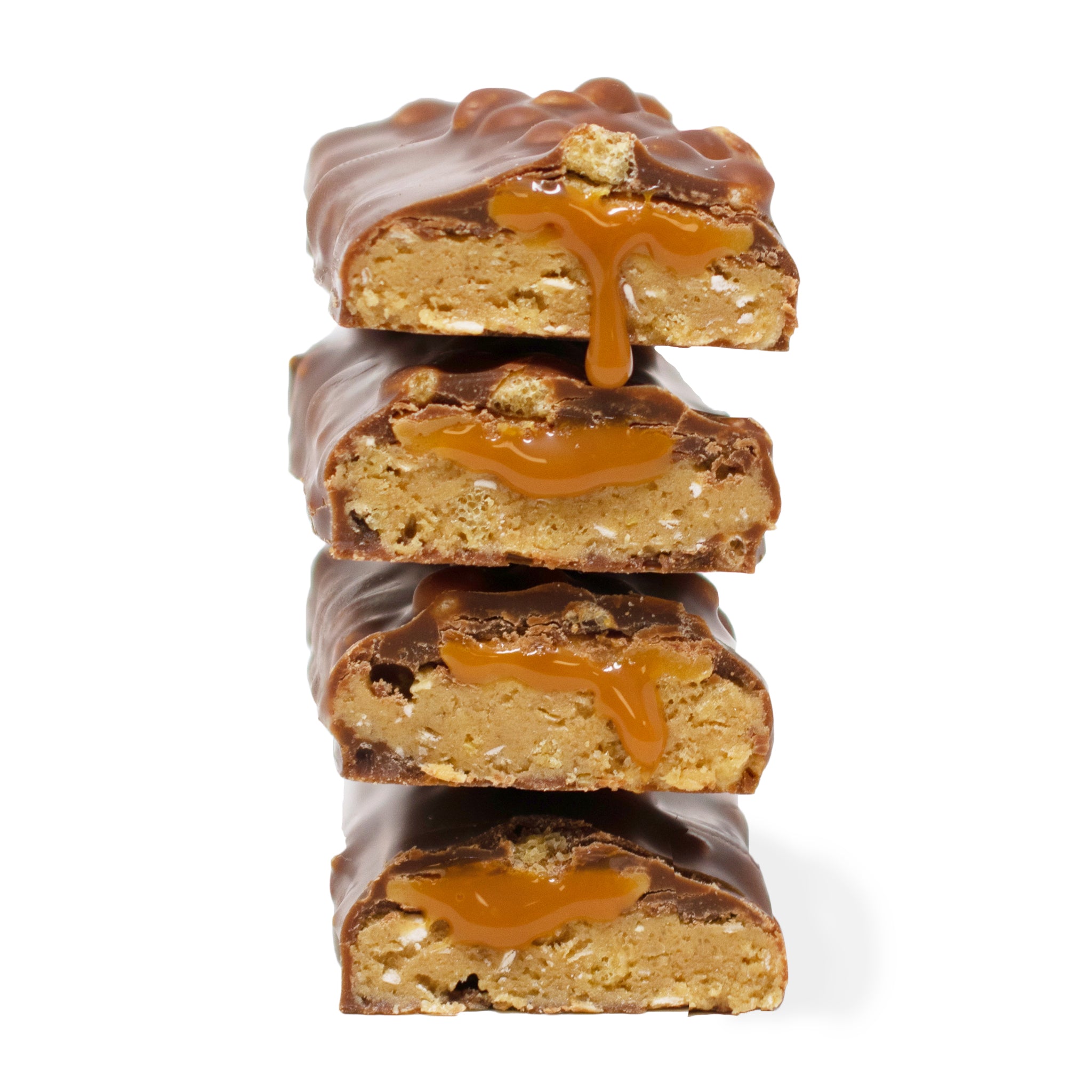 stack of yubibar Hazelnut Protein Bars showing the inside
