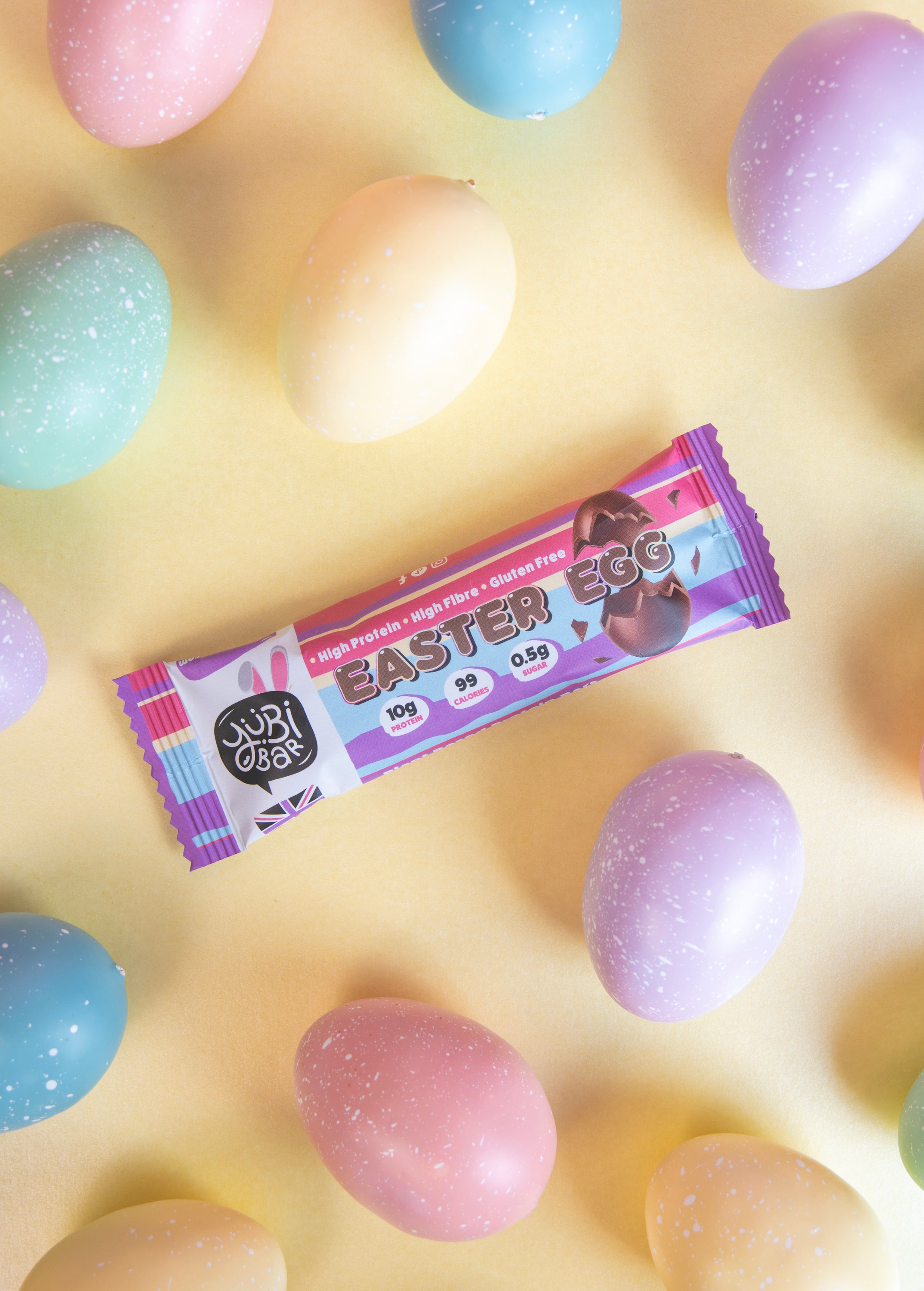 YubiBar Easter Egg Protein bar with colorful eggs