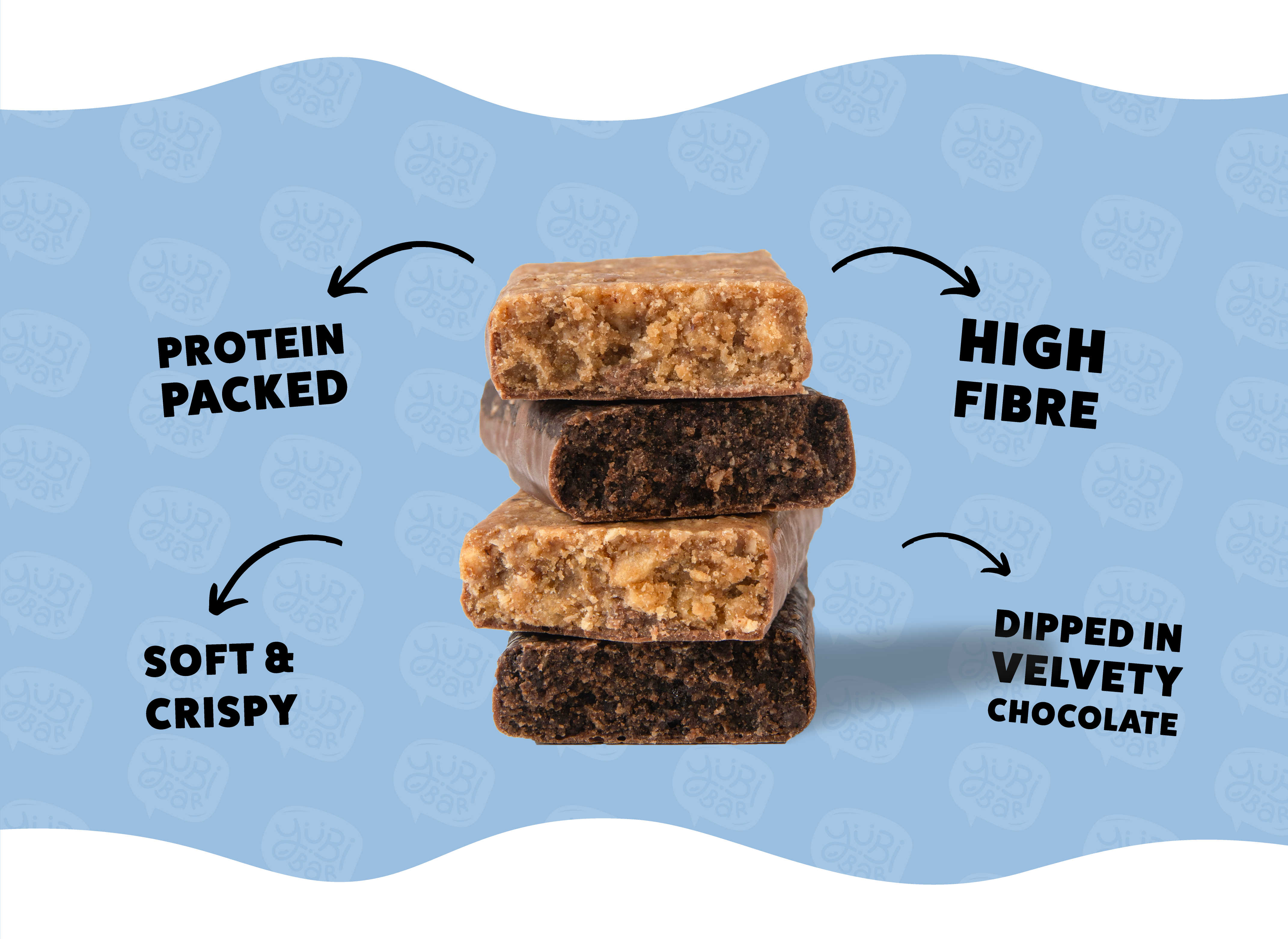 YubiBar protein flapjacks with vegan chocolate, gluten free, high fibre and low sugar
