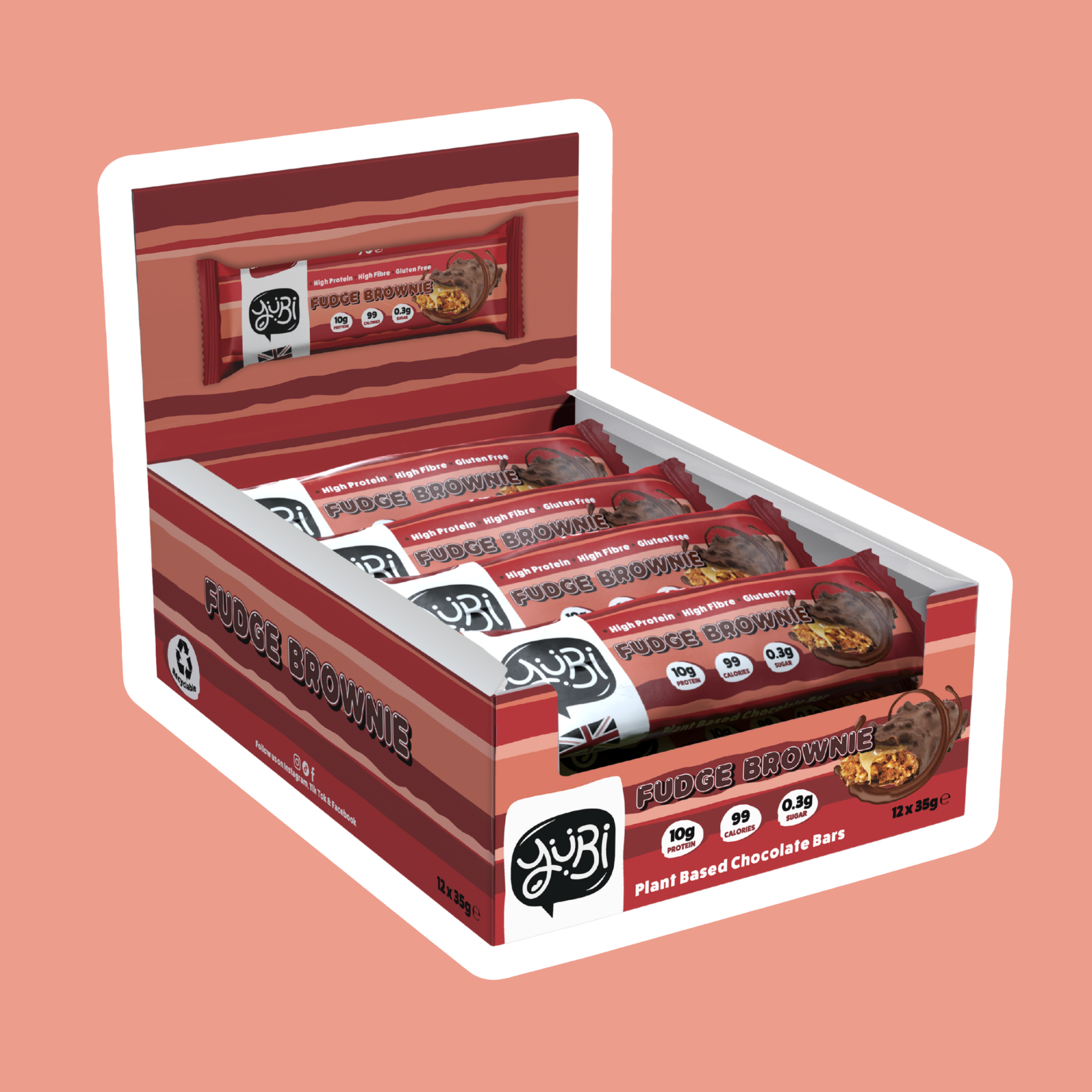 yubi protein bar fudge brownie multipack low sugar calories gluten free vegan