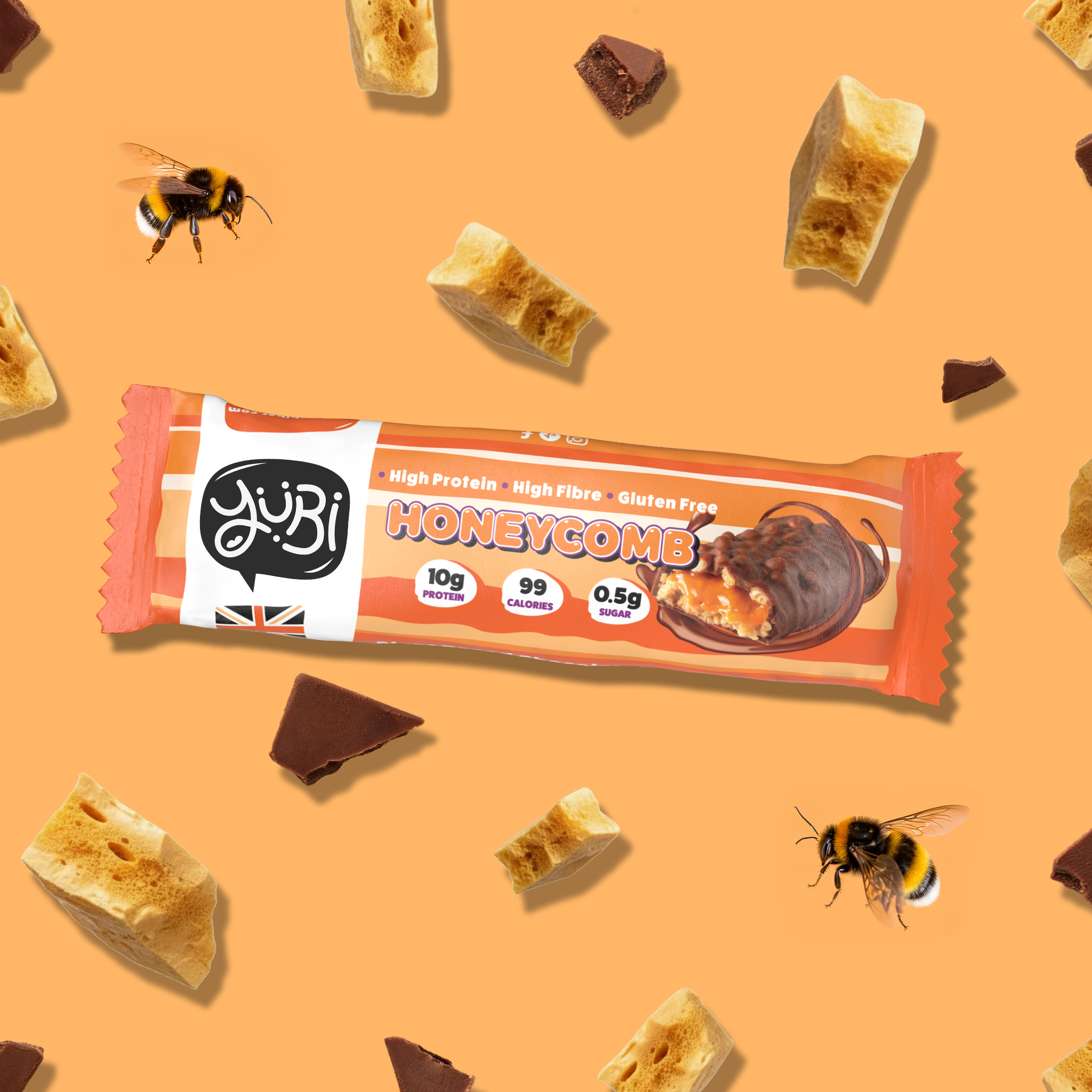 yubi honeycomb protein bar multipack low sugar calories gluten free vegan