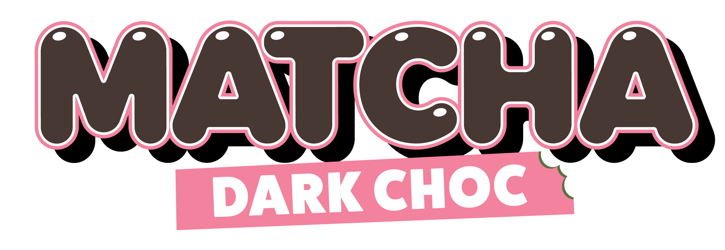 Flavour bubble text for Dark Choc Matcha Protein Bar