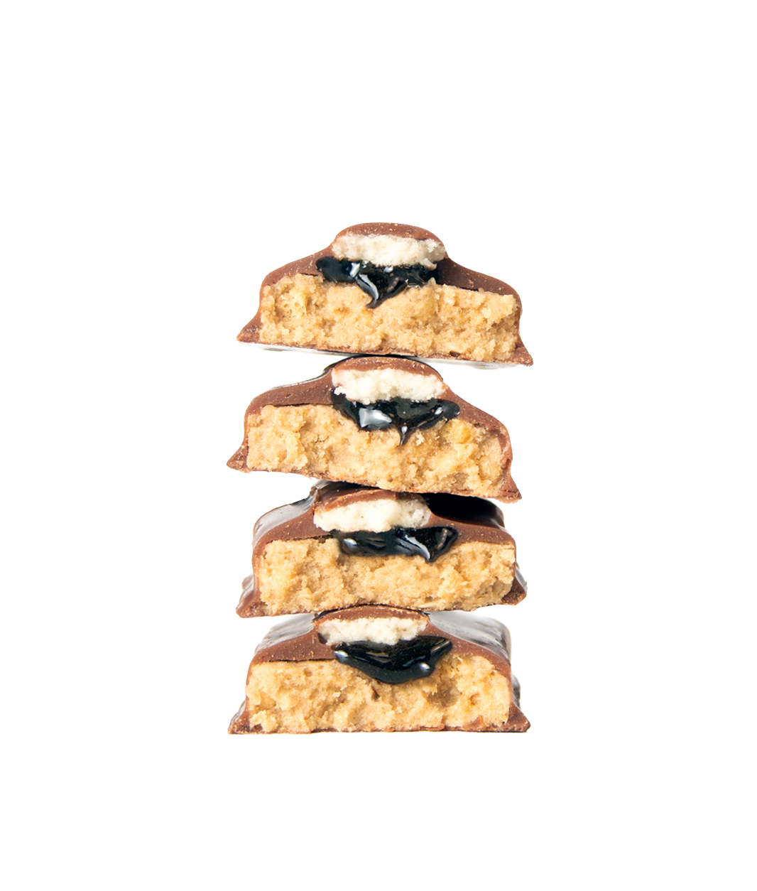 stack of yubibar S'mores Protein Bars showing the inside