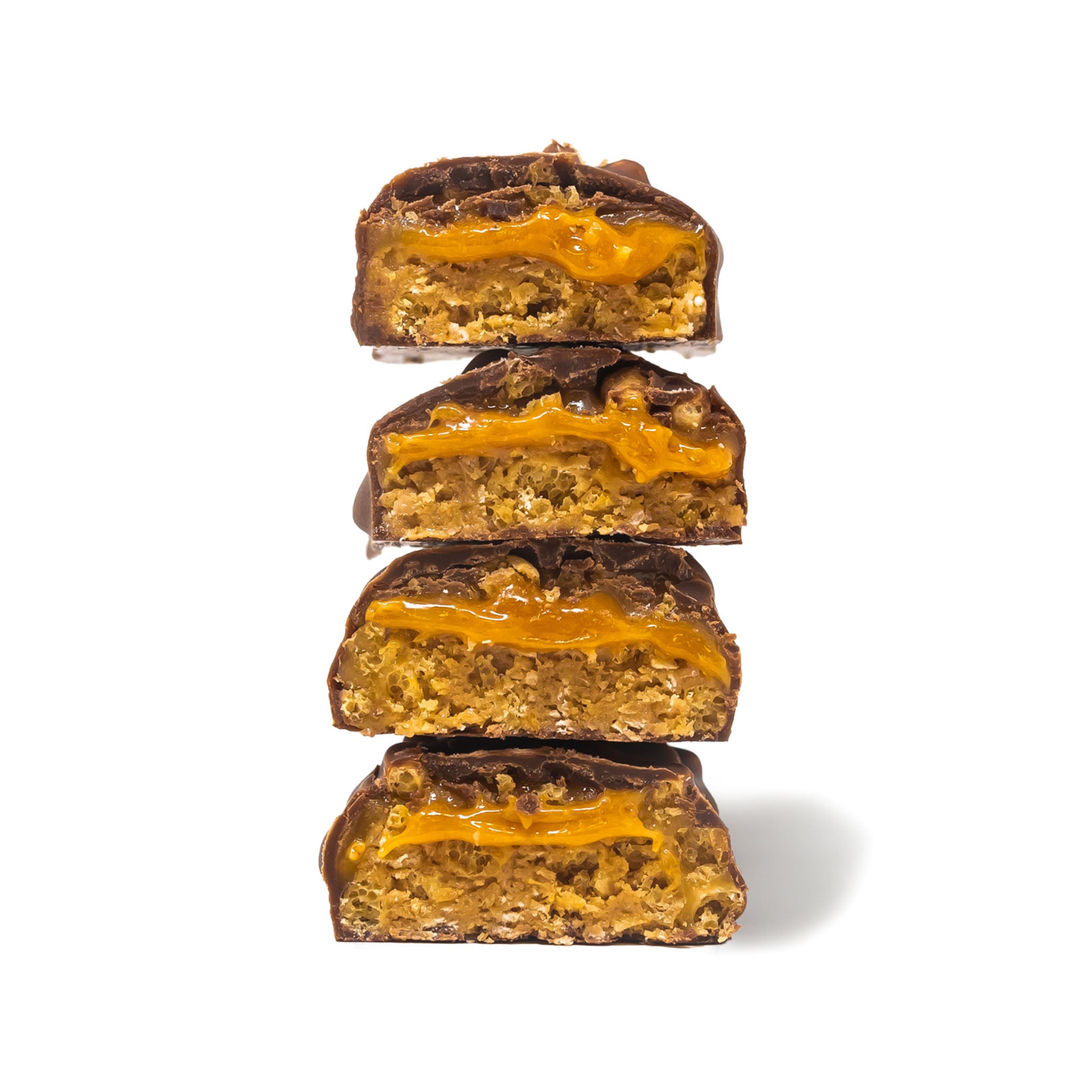 stack of yubibar Choc Orange Protein Bars showing the inside