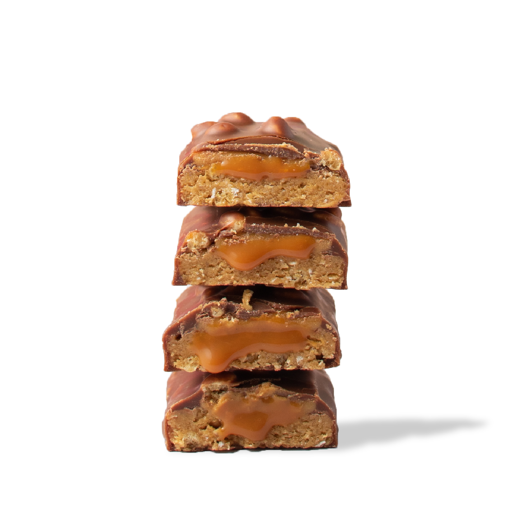 stack of yubibar Speculoos Protein Bars showing the inside