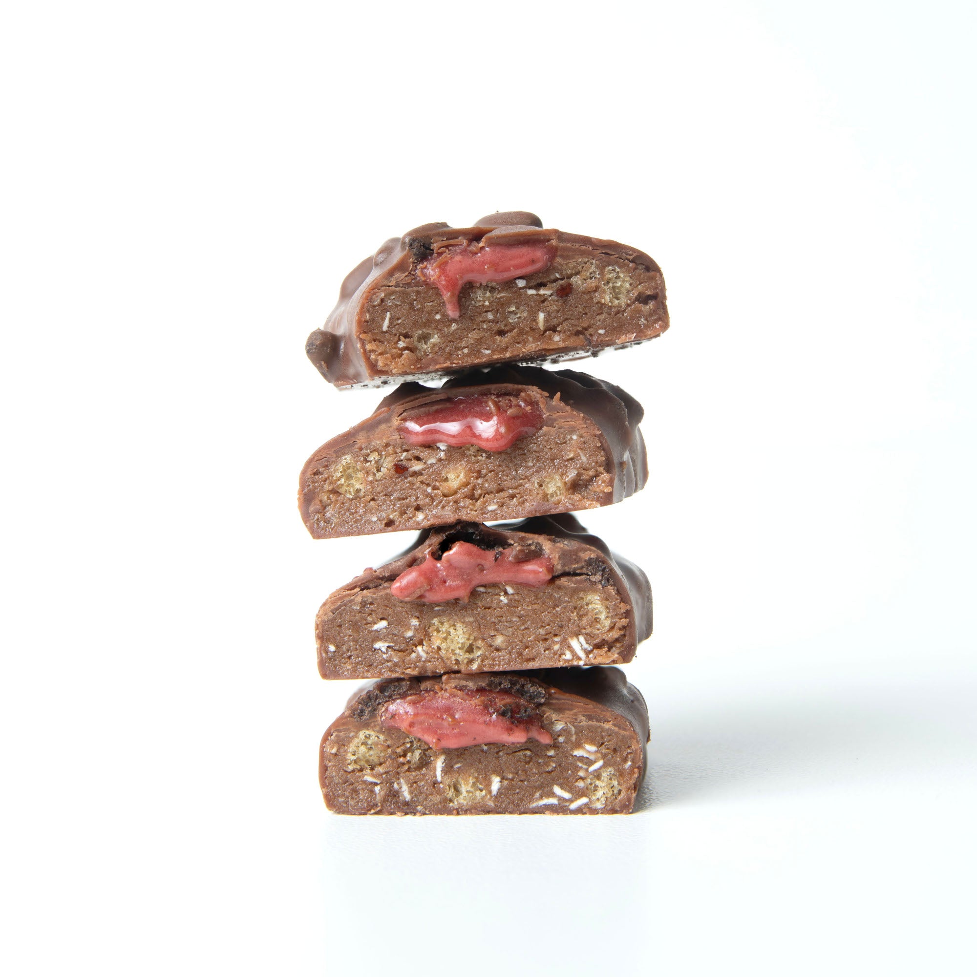stack of yubibar Gateau Protein Bars showing the inside