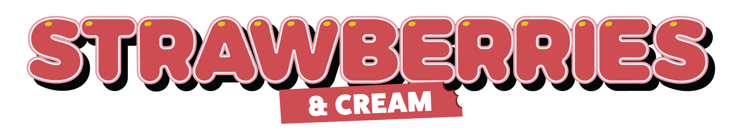 Flavour bubble text for Strawberries & Cream Summer Protein Bars