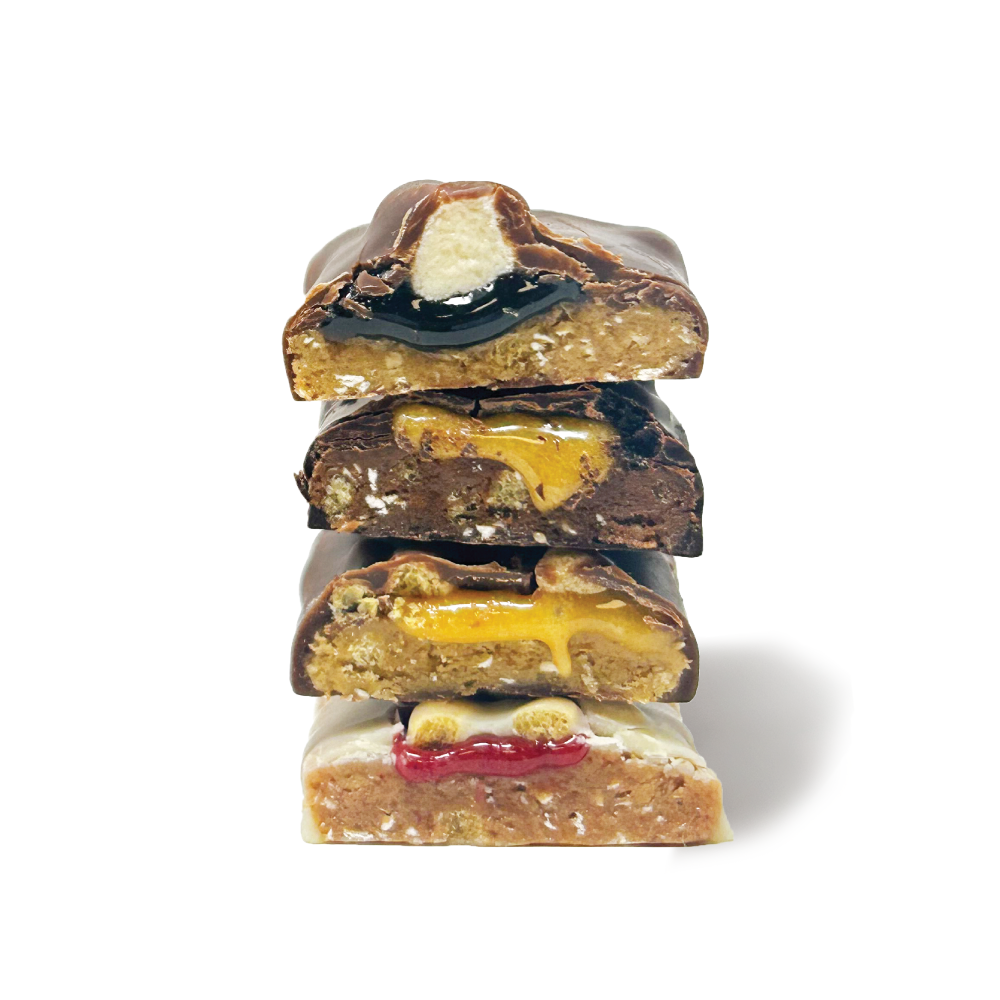stack of yubibar YuBi Mix - 12 Bar Variety showing the inside