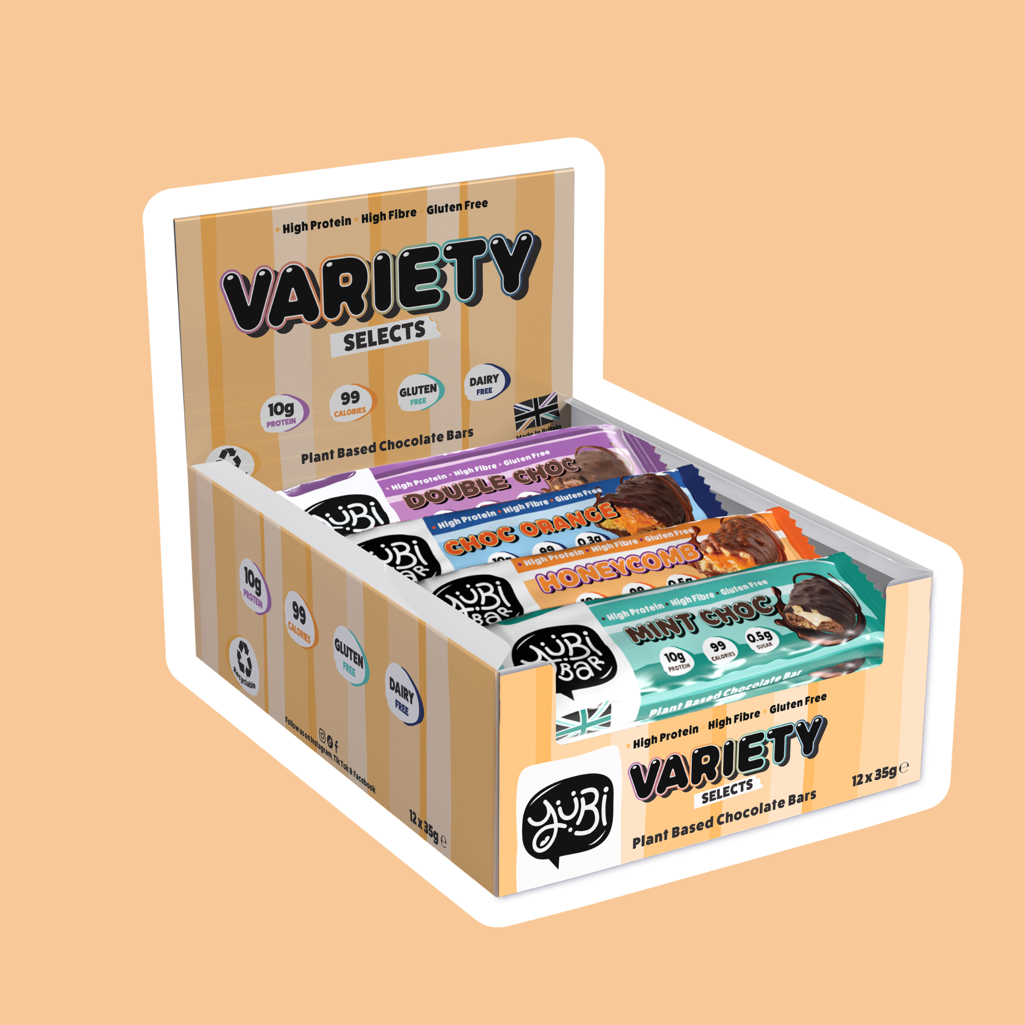 yubi variety selects protein bar box vegan gluten free
