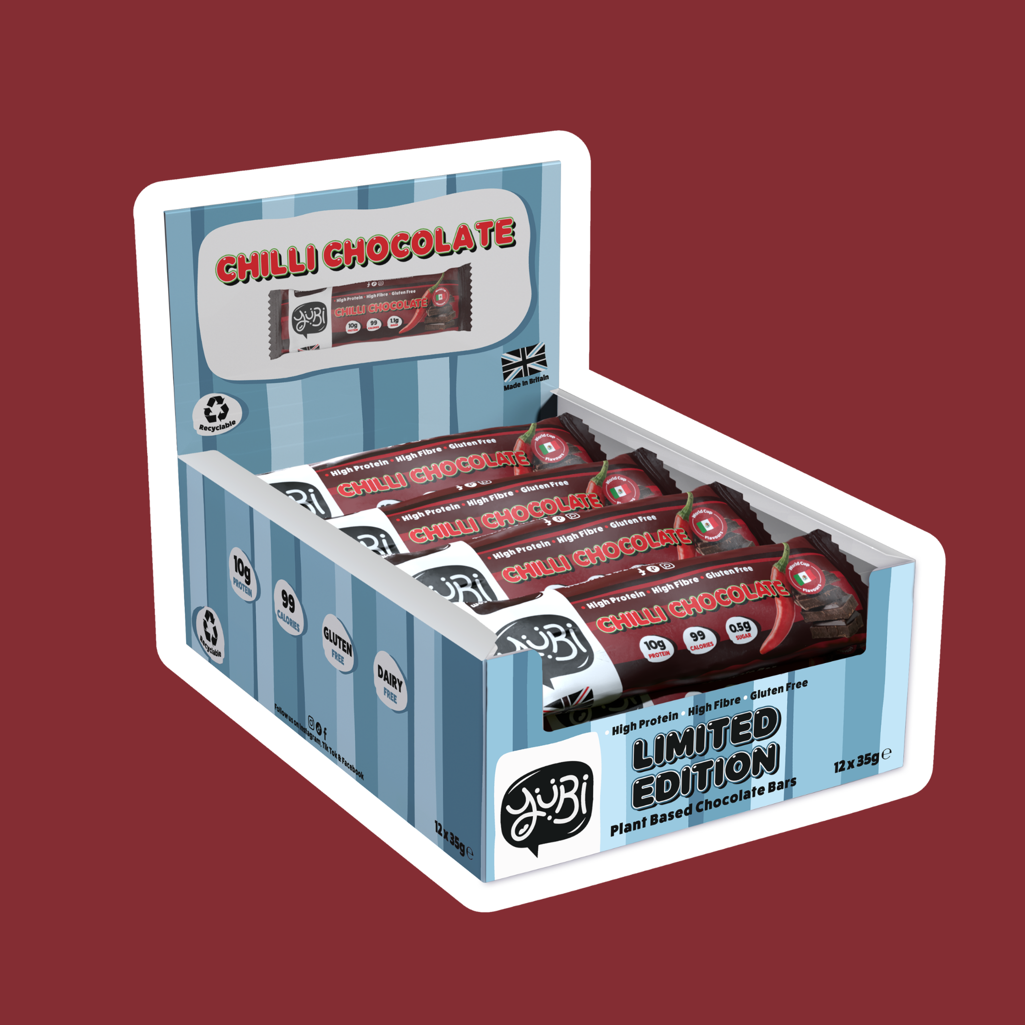 YuBi chilli chocolate protein bars