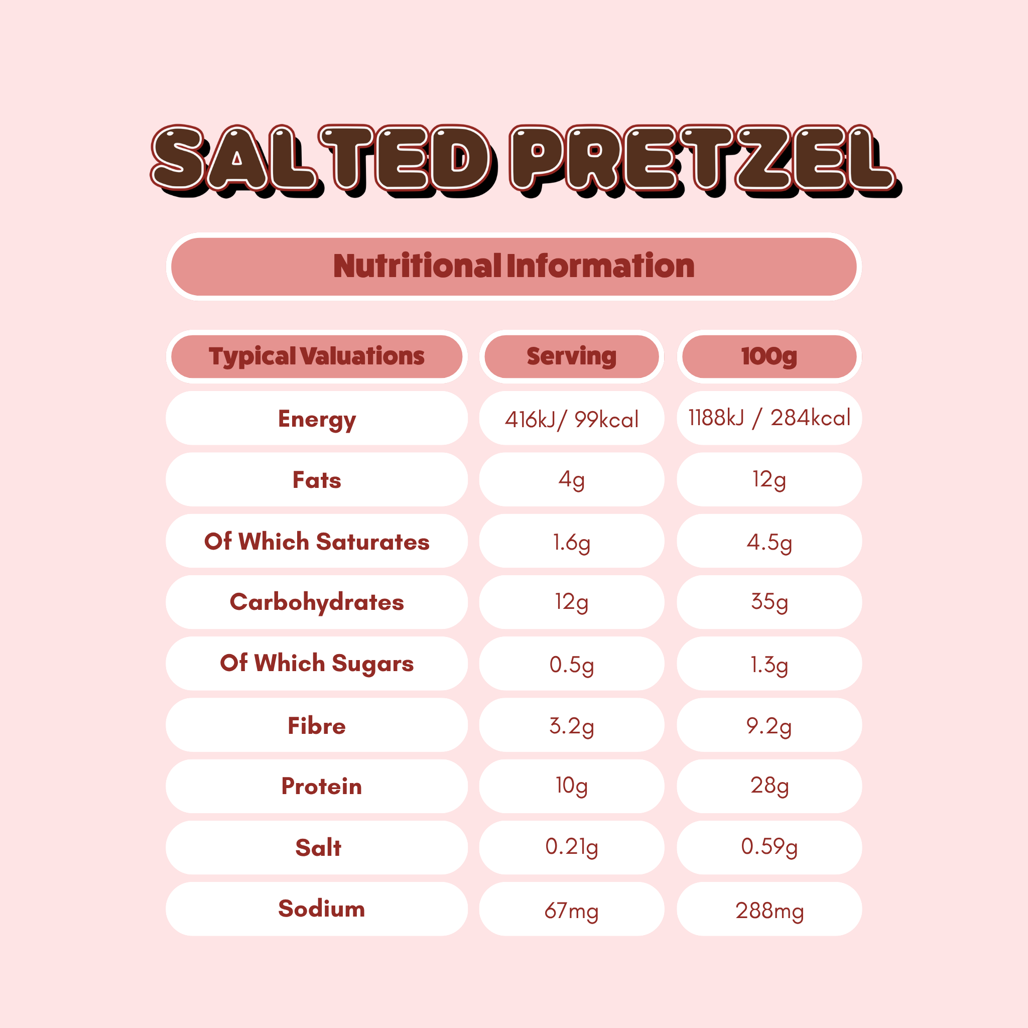 salted pretzel protein bars nutritional information