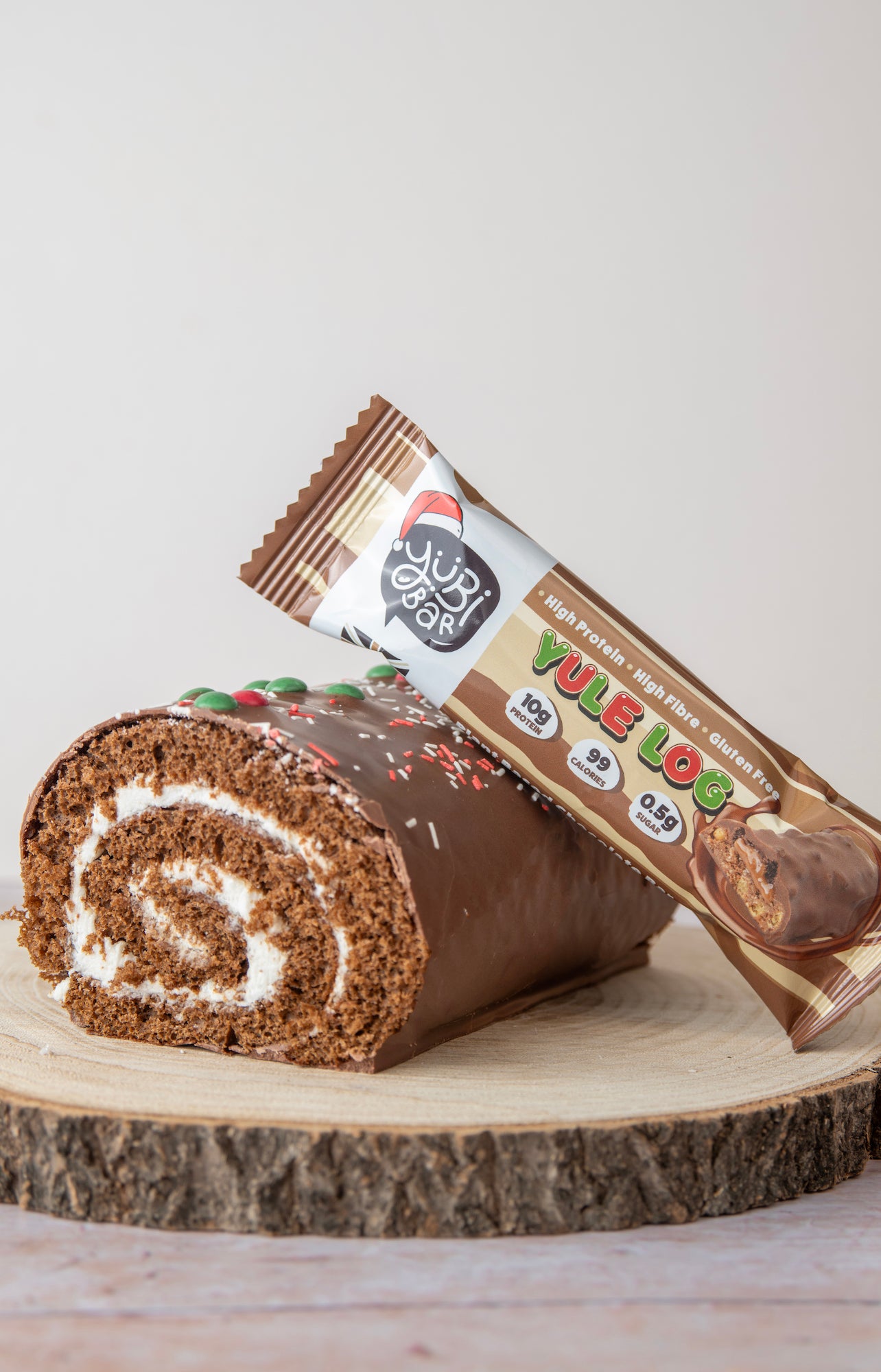 yubibar christmas protein bar yule log