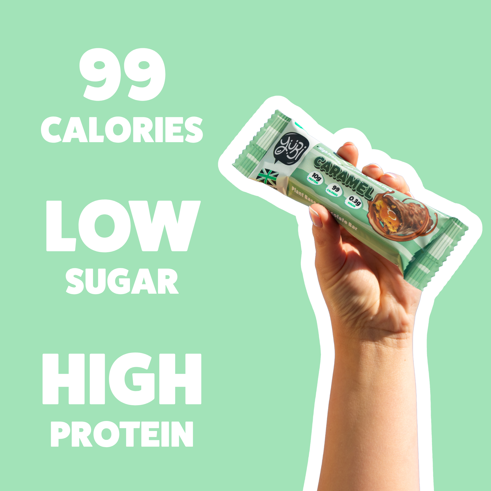 yubi protein bar caramel low sugar calories gluten free vegan