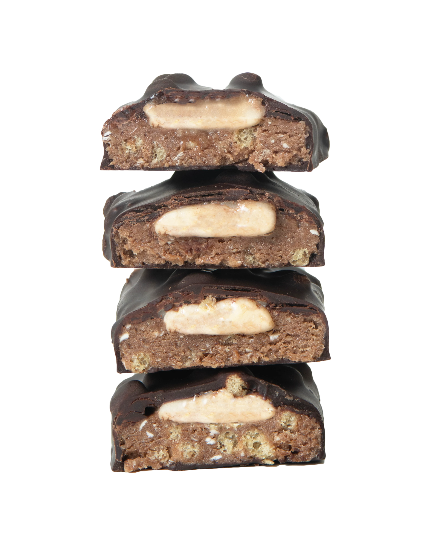 stack of yubibar Mint Choc Protein Bars showing the inside