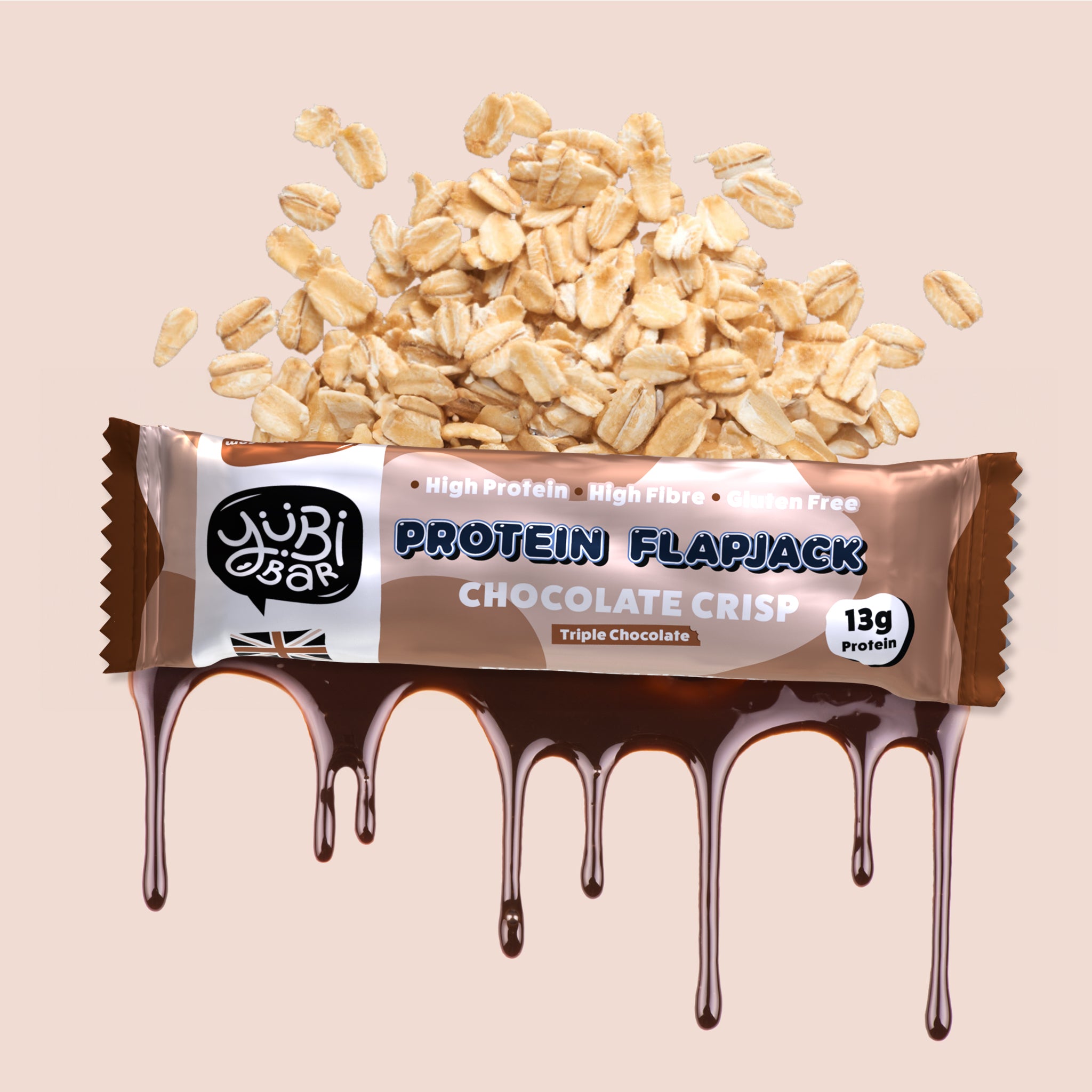 triple chocolate low sugar high protein gluten free protein flapjacks by yubibar