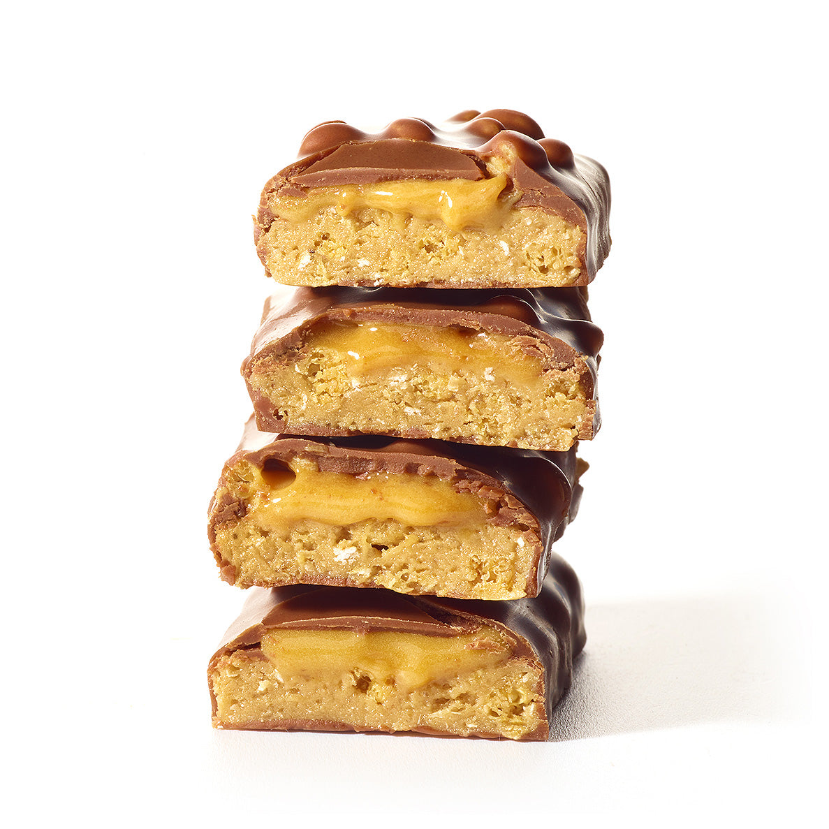 stack of caramel protein bars