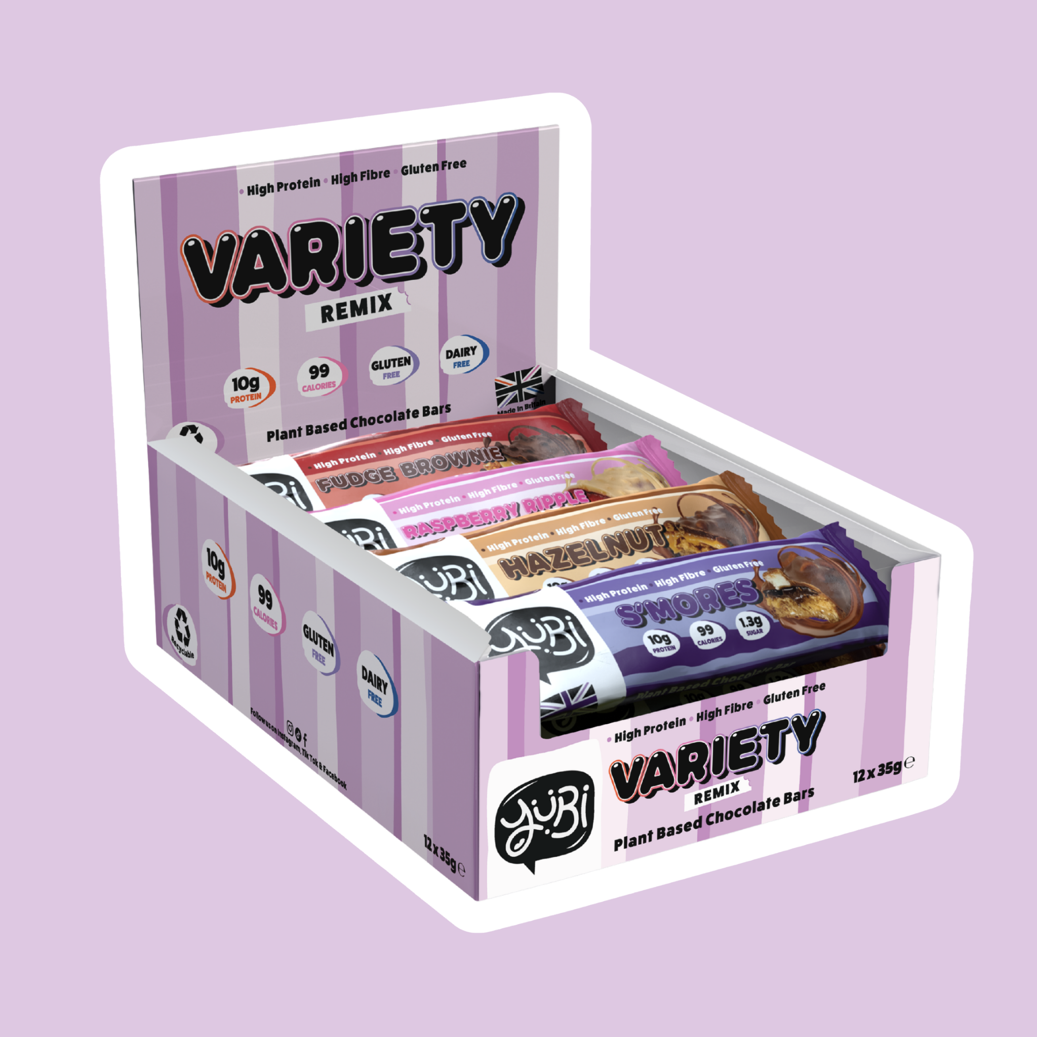 yubi protein bar variety multipack low sugar calories gluten free vegan 