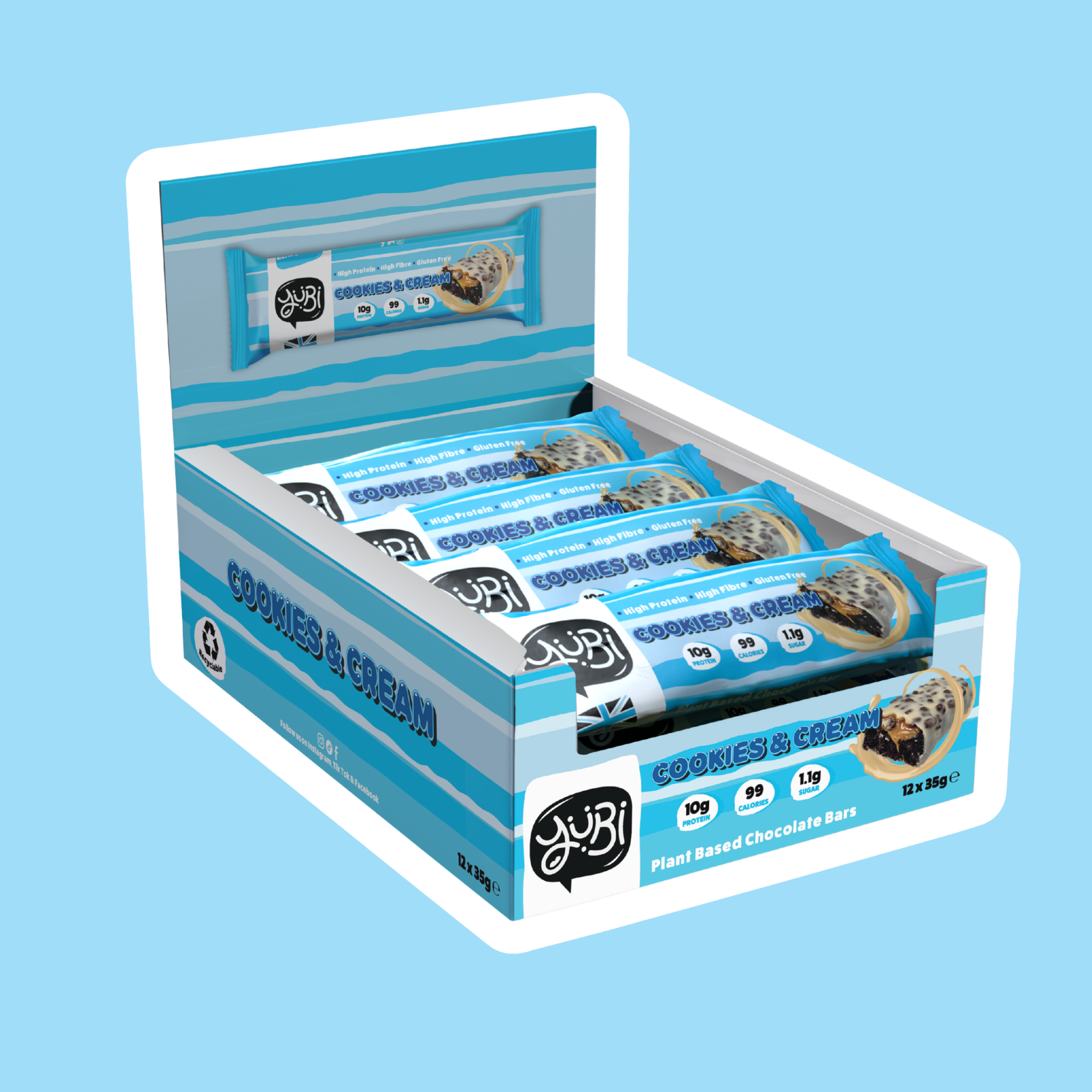yubi cookies cream protein bar multipack oreo style low sugar calories gluten free vegan 