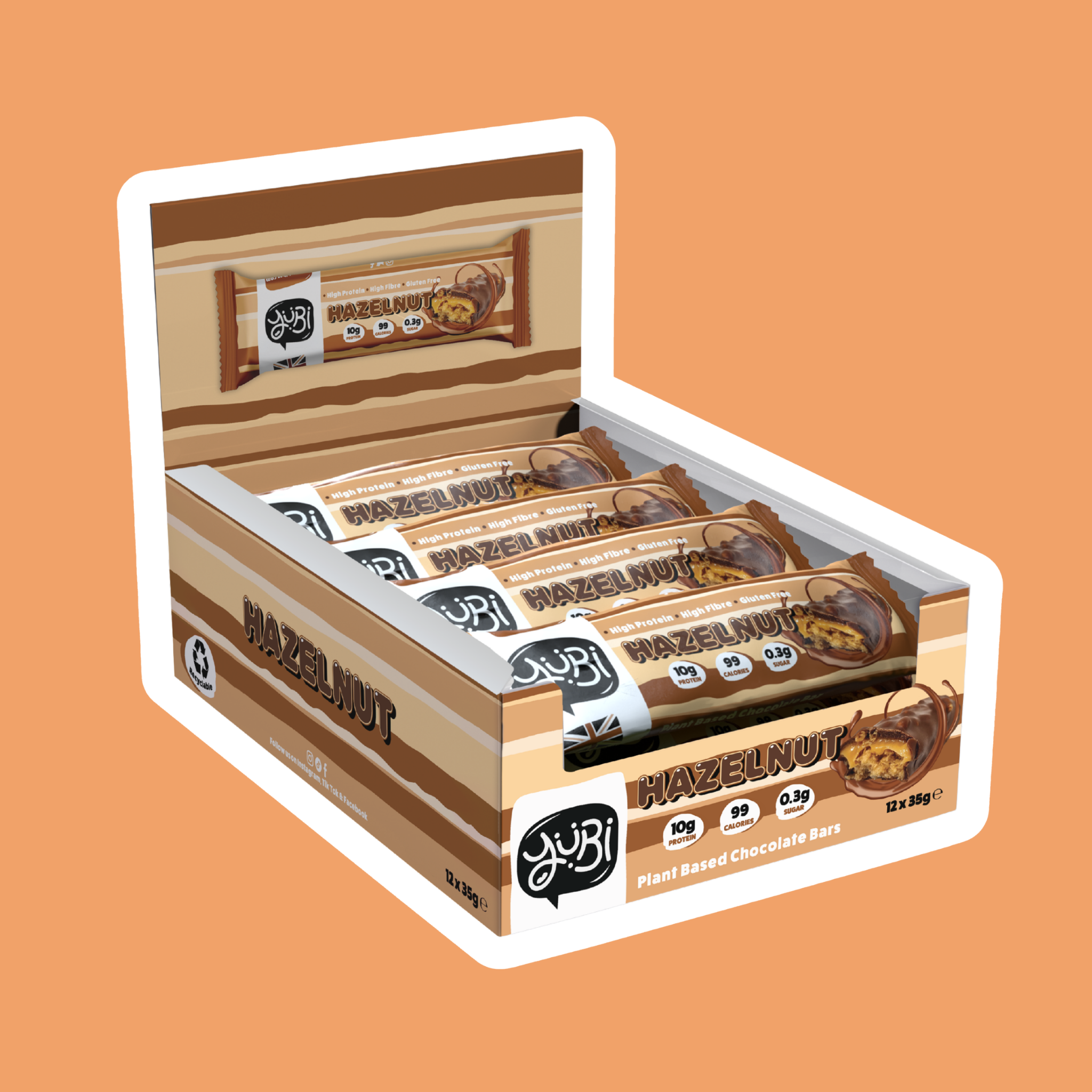 yubi protein bar hazelnut multipack low sugar calories gluten free vegan 