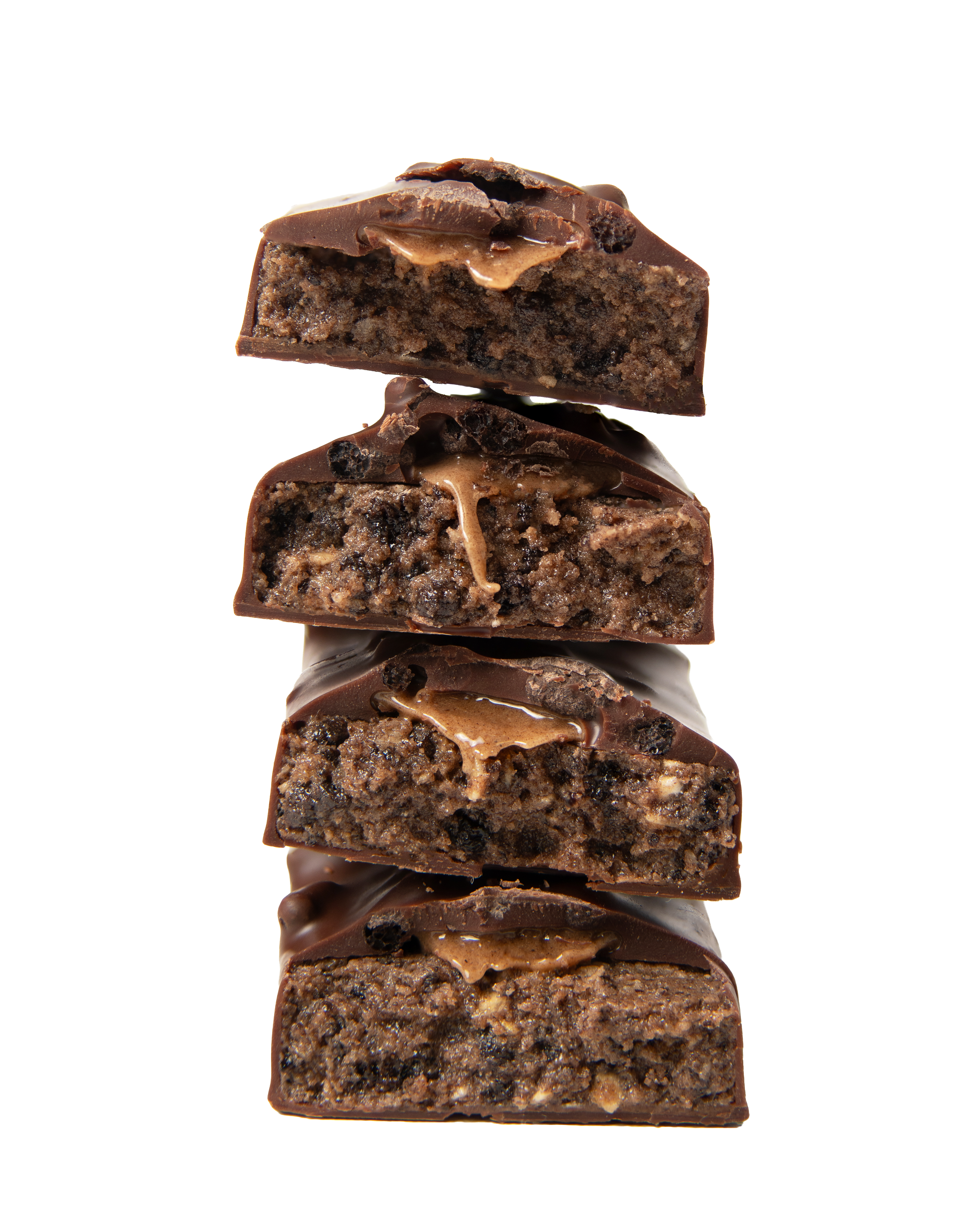 stack of yubibar Chilli Chocolate Protein Bars showing the inside