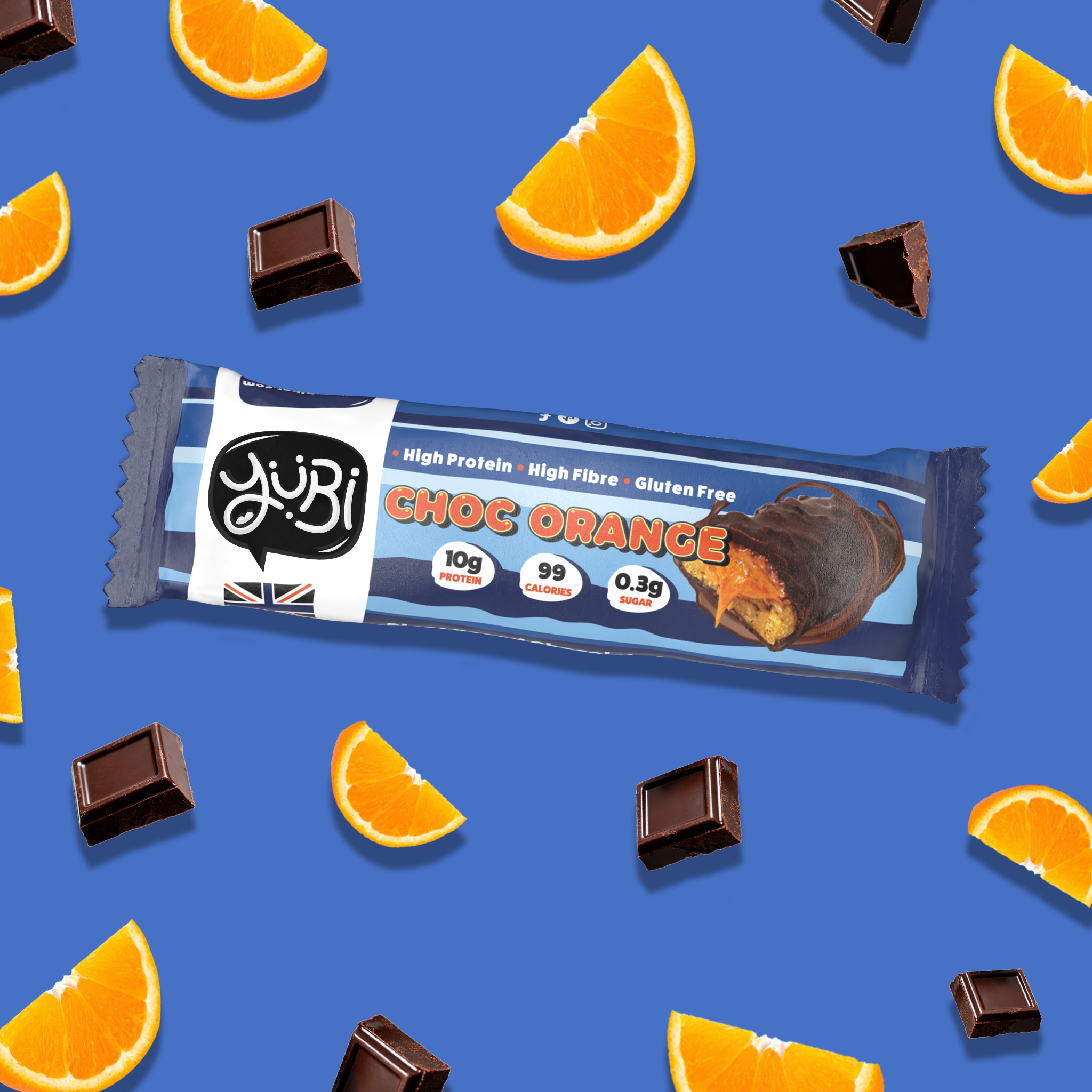 yubi protein bar chocolate orange low sugar calories gluten free vegan 
