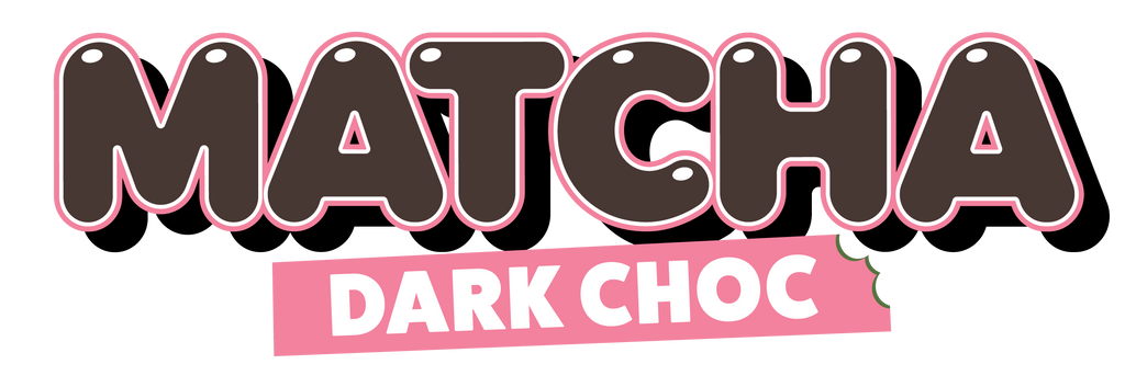 Flavour bubble text for Dark Choc Matcha Protein Bar