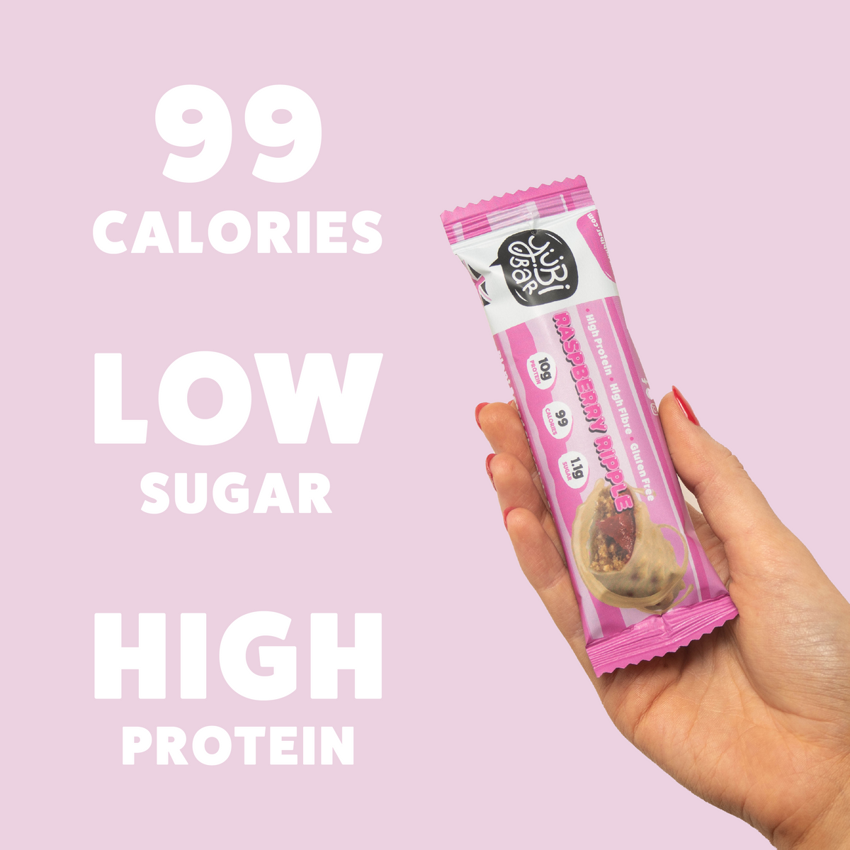 Raspberry Ripple | 99 Calorie Protein Bars | 12 Pack | YuBi Bar