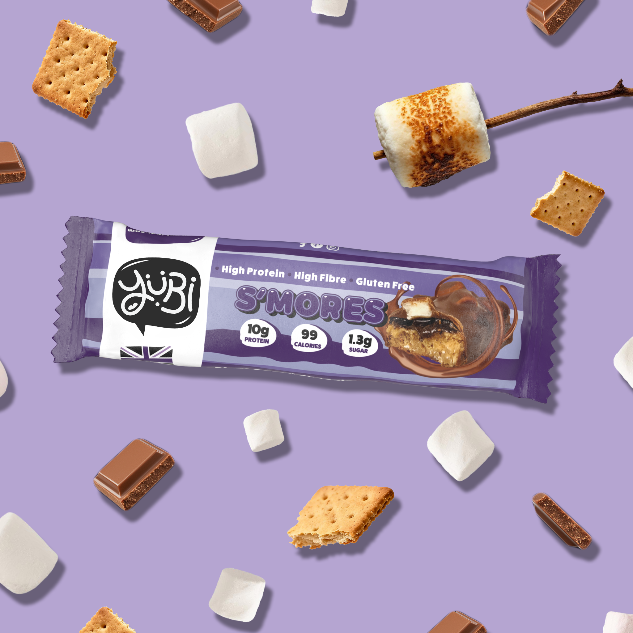 yubi protein bar smores  low sugar calories gluten free vegan 