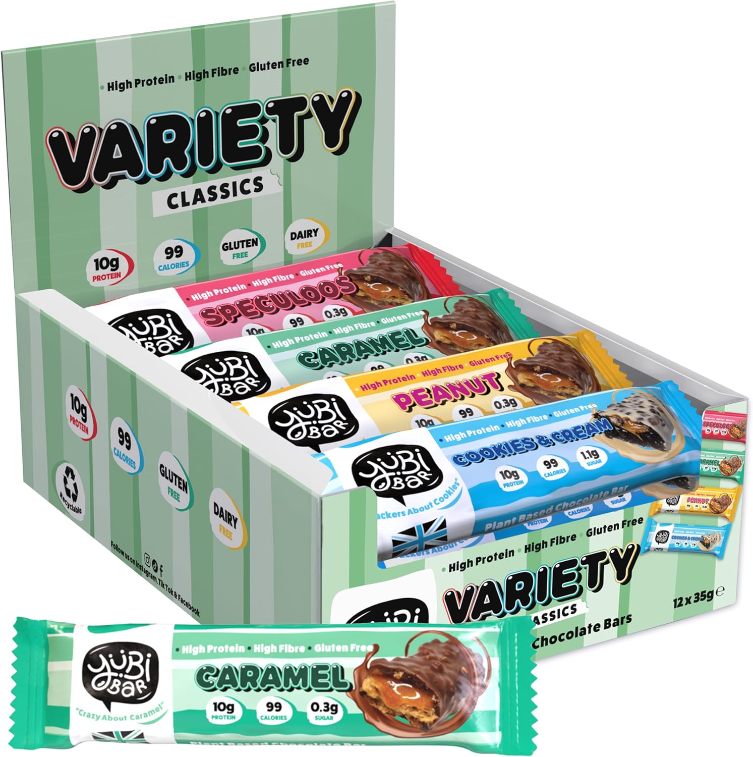 YuBi Bar Variety Classics vegan protein bars low calorie low sugar gluten free