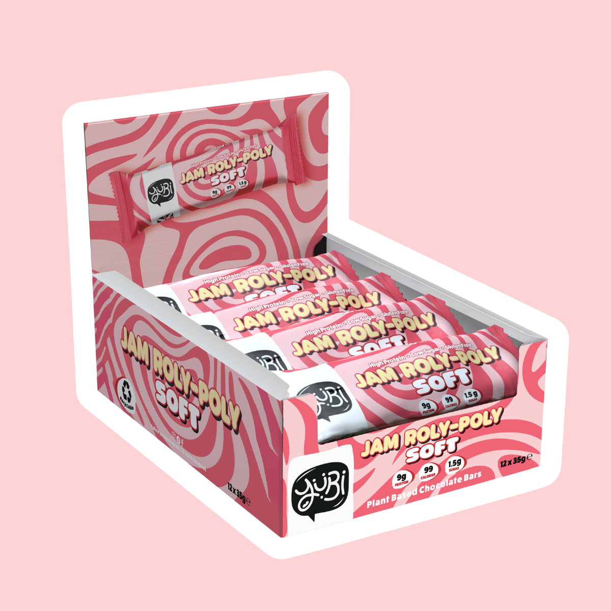 Box of 12 YuBi Jam Roly-Poly Soft protein bars