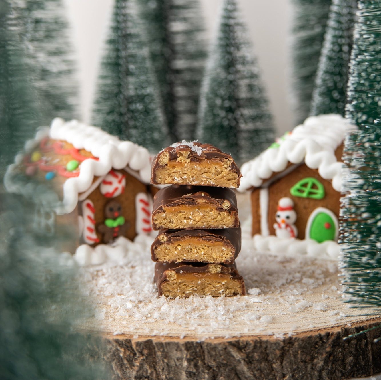 yubibar christmas protein bar with gingerbread house