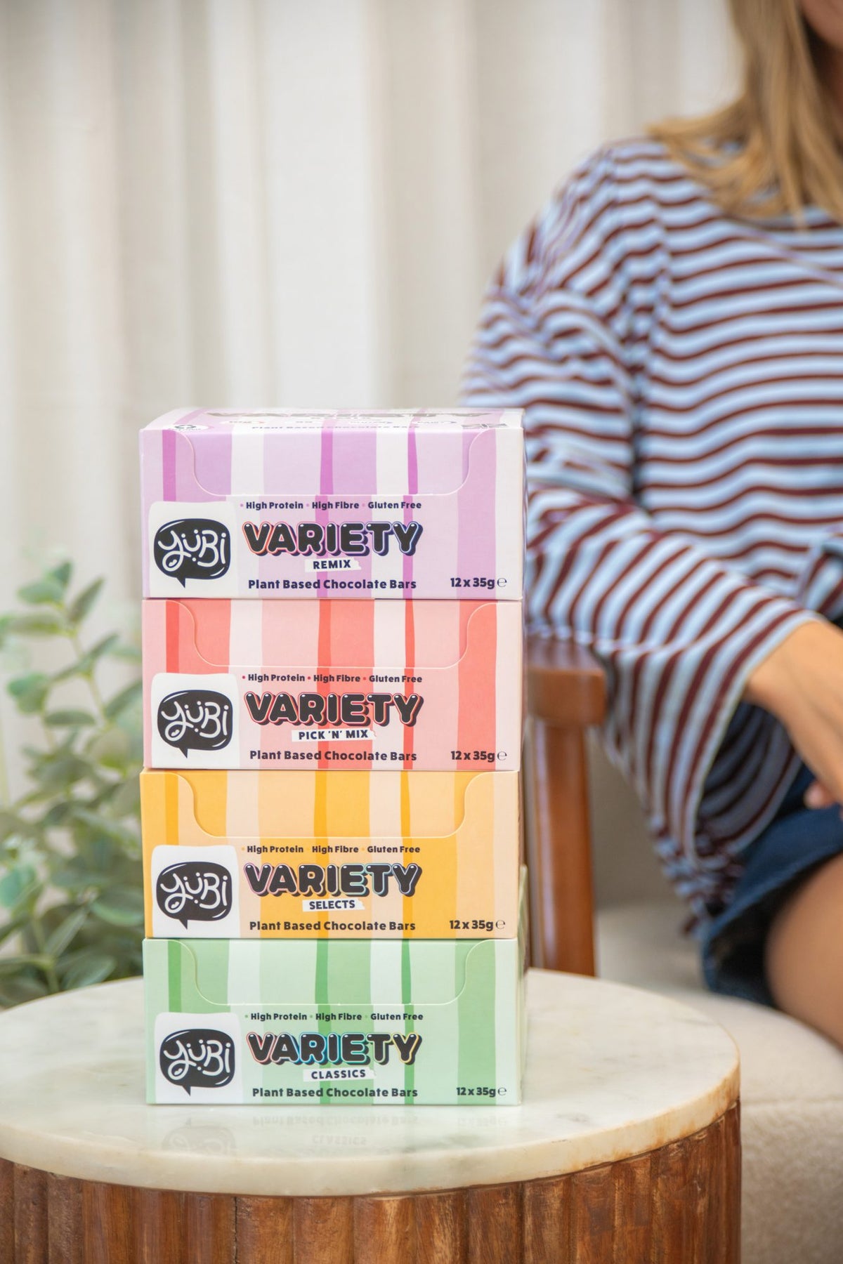Stack of YuBi Variety boxes: Remix, Pick 'N' Mix, Selects and Classics